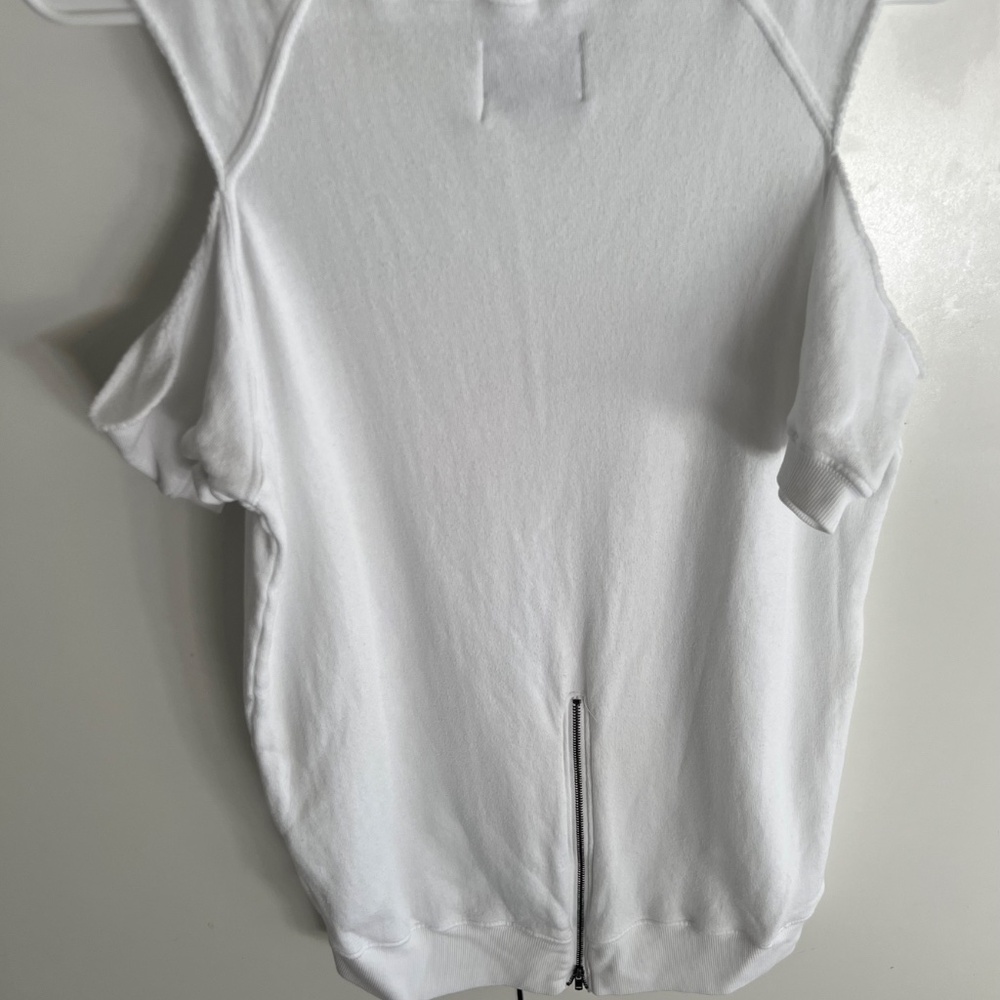 Pam and Gela -Cold Shoulders Cut Out Short Sleeve Sweat Shirt /Tee- White - Picture 4 of 13